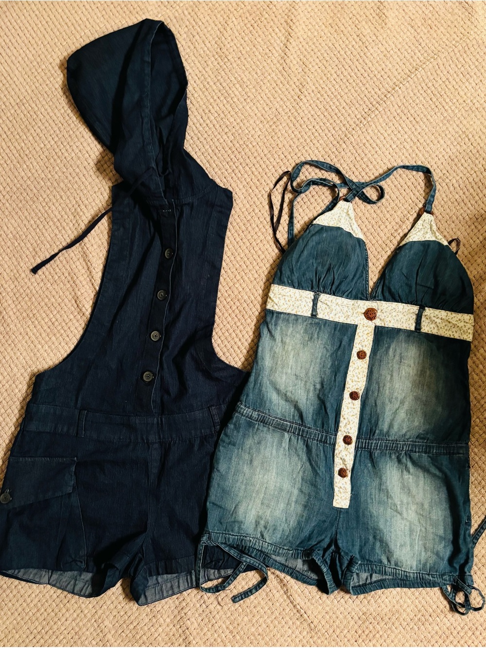 Celebrity Pink Denim Romper Duo - Dark Indigo & Faded Blue